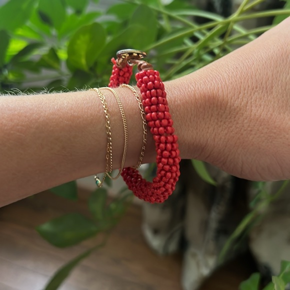 Red Tory Burch Bead Bracelet - Picture 2 of 6